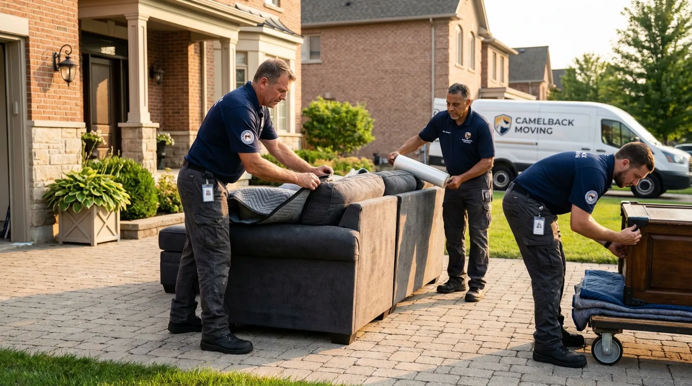 Large estate moving crew wrapping furniture in Sandersville, GA