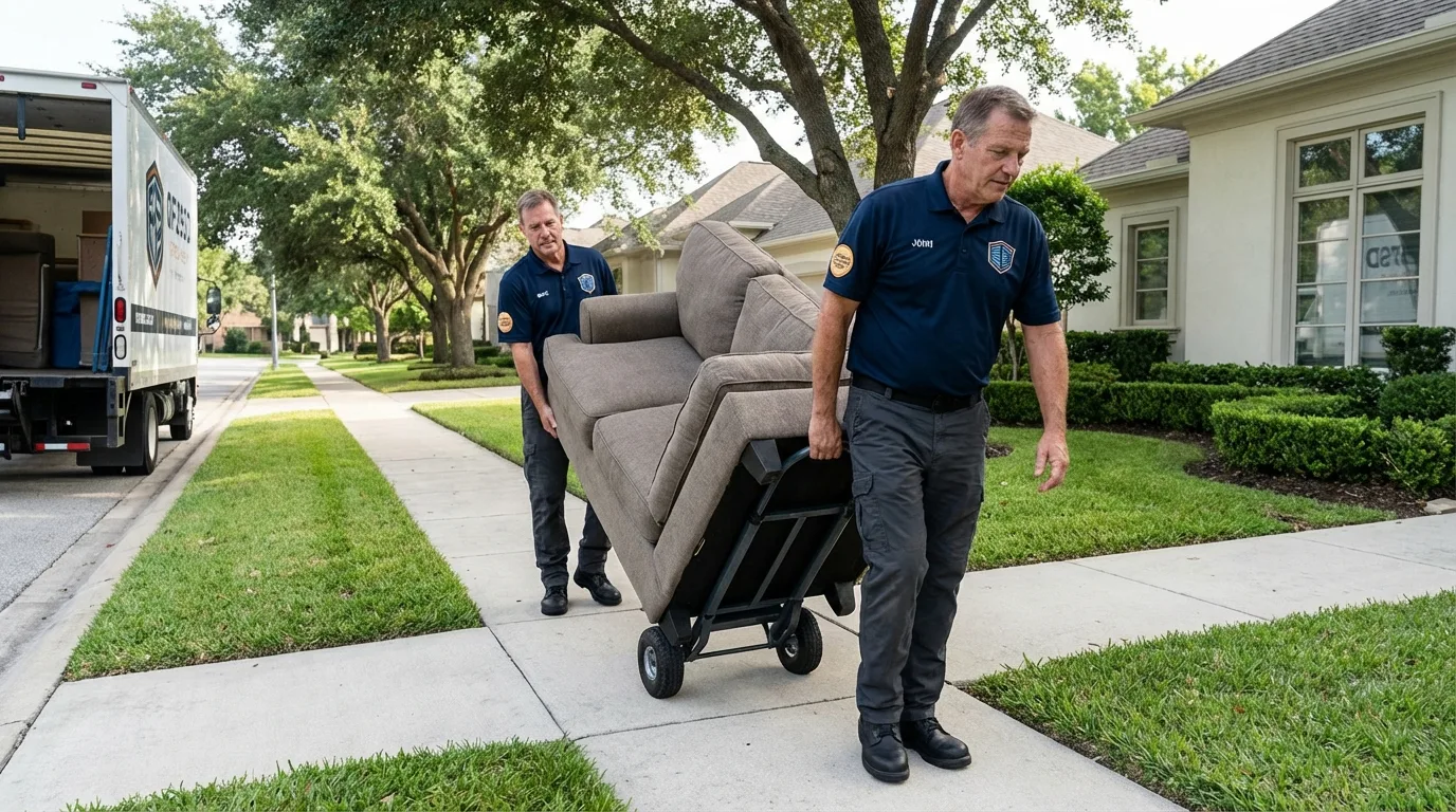 Local residential moving crew loading furniture in Sandersville, GA