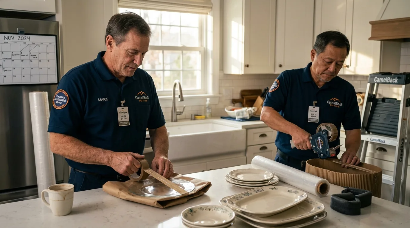 Professional crew packing kitchen dishware in Sandersville, GA